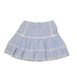 3/$20 Coquette Blue Gingham-ish Skirt with Bows